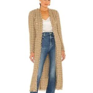 Elie Tahari Metallic Gold Tweed Long Coat Size Small NWT